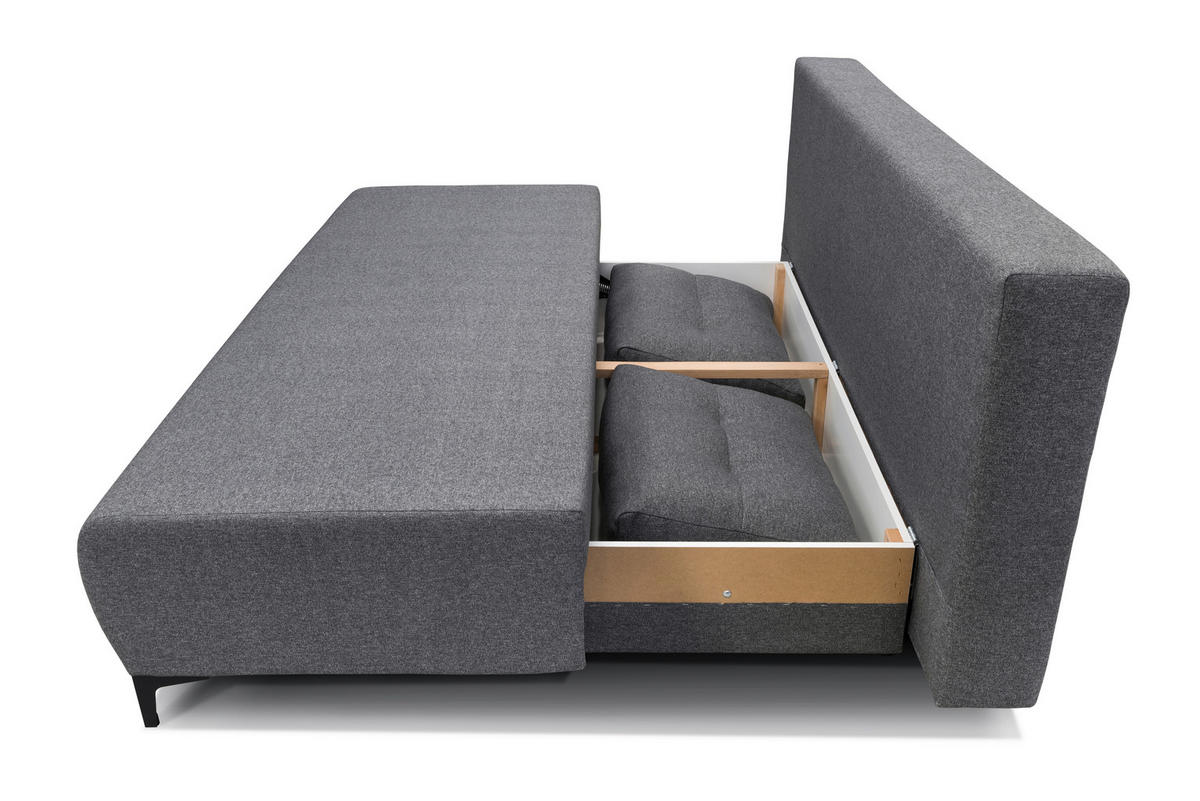 BOXSPRINGSOFA Mikrofaser Dunkelgrau  - Dunkelgrau/Schwarz, MODERN, Textil/Metall (201/100/105cm) - MID.YOU