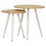 BEISTELLTISCHSET Eiche massiv rund Eichefarben  - Eichefarben/Weiß, Design, Holz/Metall (50/40/50/40/50/45cm) - Landscape