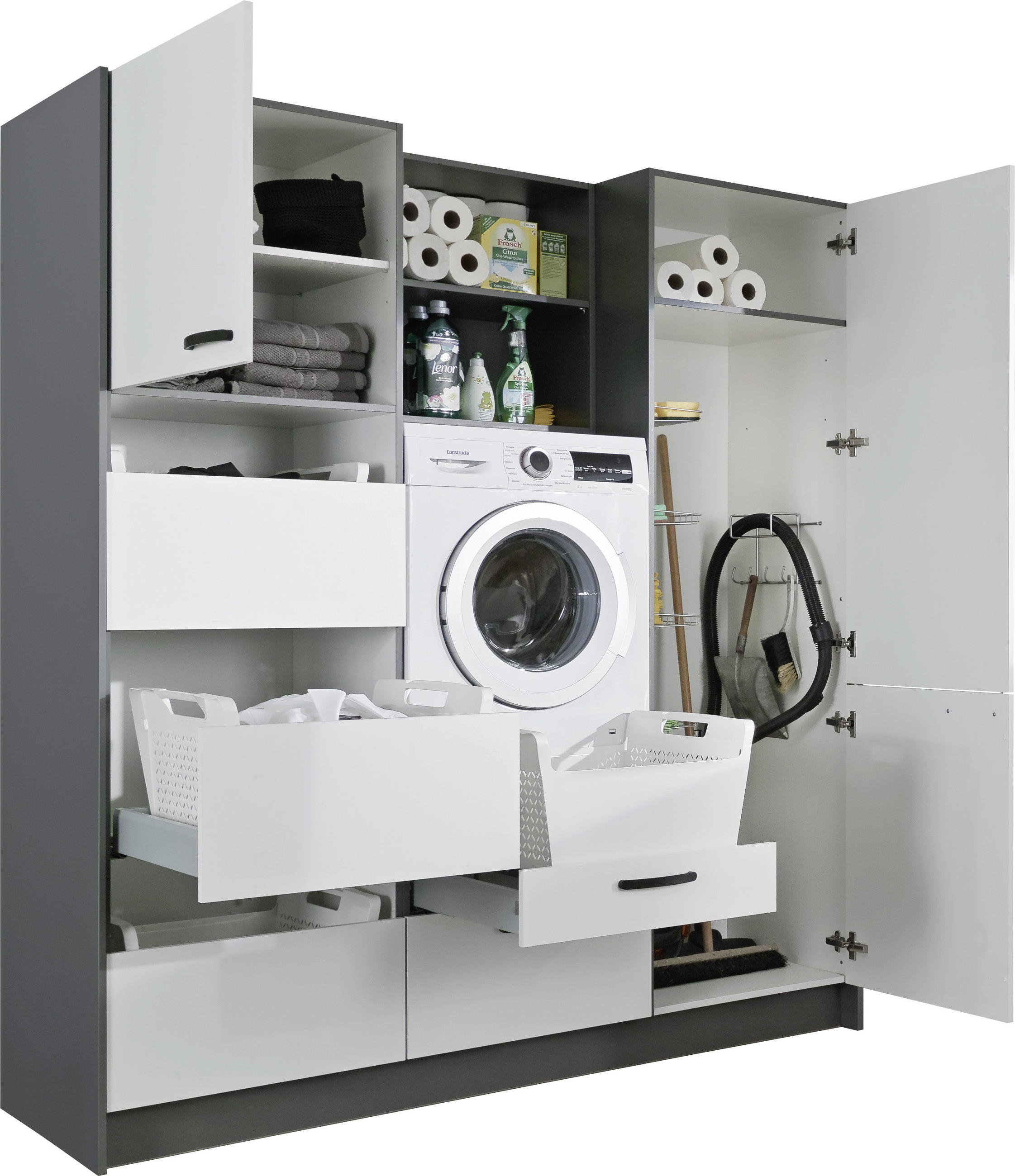 HAUSWIRTSCHAFTSRAUM - Anthrazit/Weiß, Basics (185cm) - Welnova