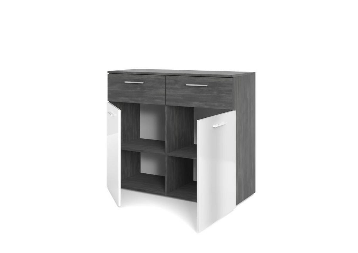 KOMODA   100/85/38 cm   antracit, bijela visoki sjaj  - srebrne boje/bijela visoki sjaj, Konvencionalno, drvni materijal/plastika (100/85/38cm) - MID.YOU