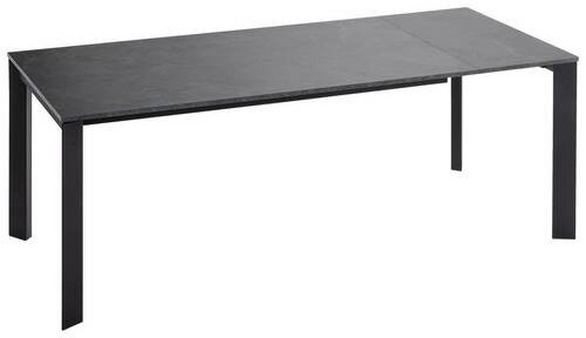 ESSTISCH Schwarz, Schieferfarben rechteckig  ausziehbar, in verschiedenen Größen erhältlich, in verschiedenen Holzdekoren erhältlich  - Schieferfarben/Schwarz, Design, Holzwerkstoff/Metall (160-250/90/75cm) - home24