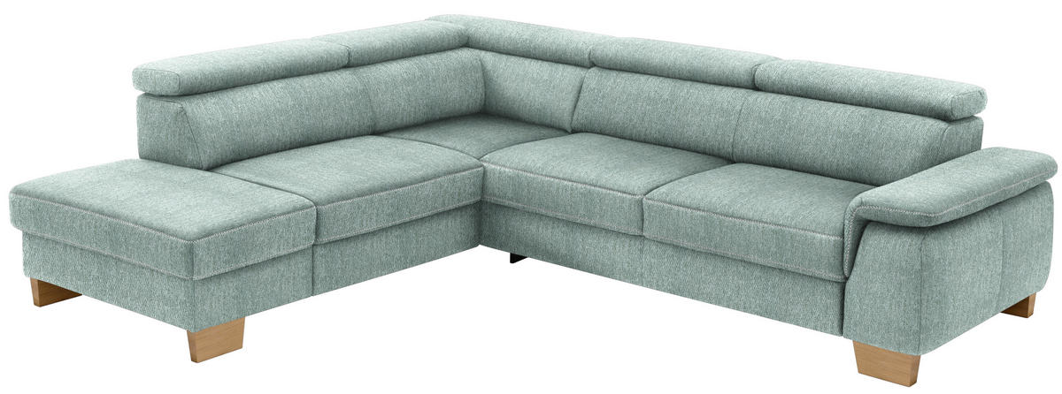 ECKSOFA in Mikrofaser Mintgrün  - Eichefarben/Beige, Natur, Holz/Textil (226/273cm) - Beldomo System