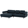 ECKSOFA in Echtleder Dunkelblau  - Schwarz/Dunkelblau, Design, Leder/Metall (188/307cm)