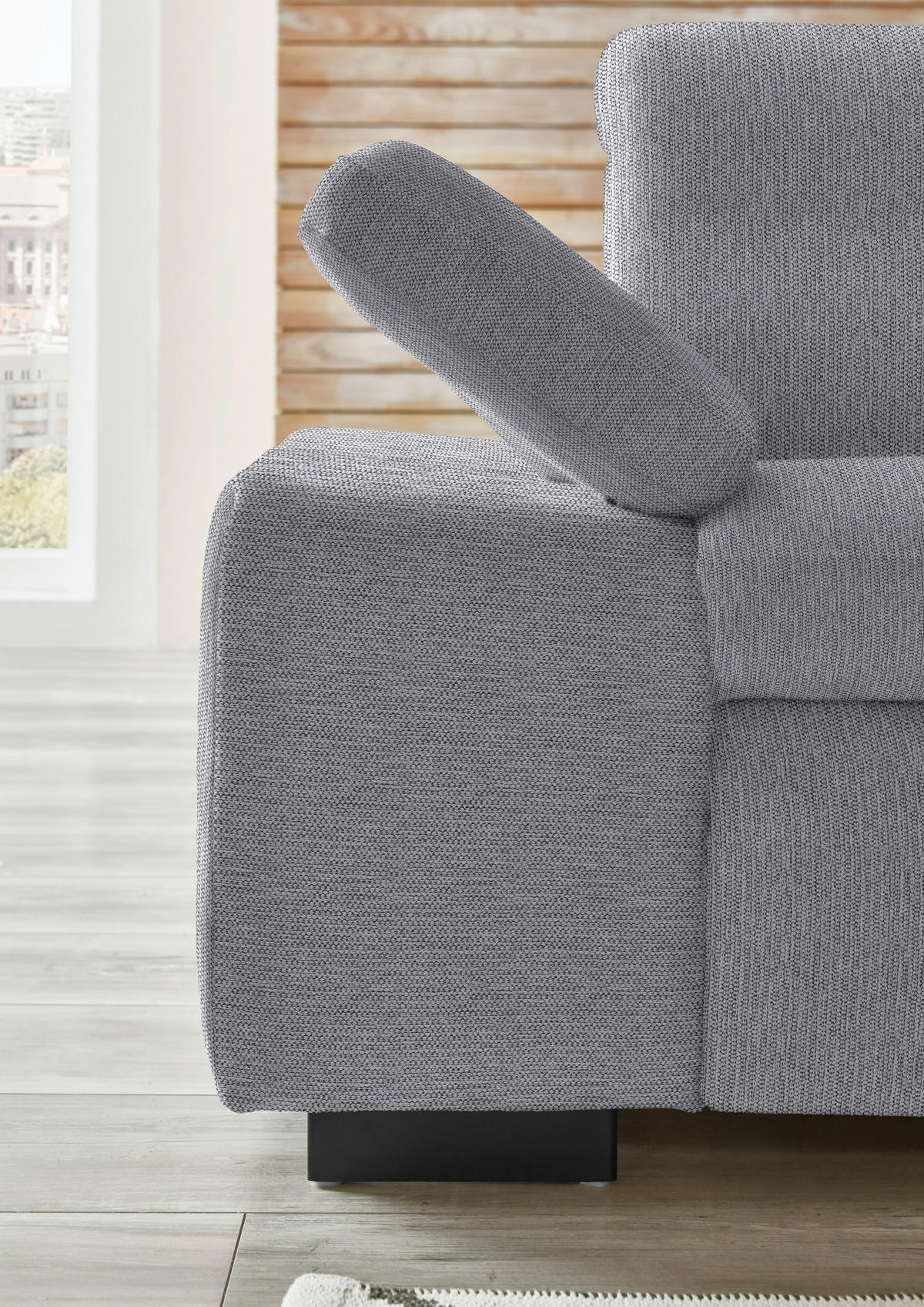 ECKSOFA in Flachgewebe Grau  - Schwarz/Grau, Design, Textil/Metall (297/174cm) - Beldomo Style