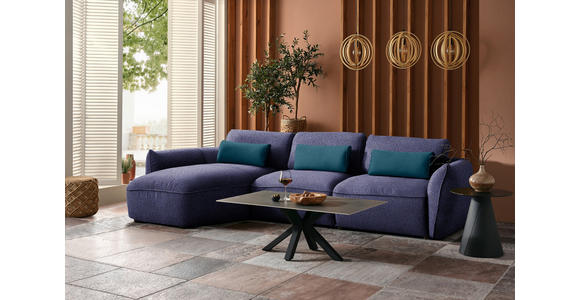 ECKSOFA  in Chenille Blau  190/340 cm  - Blau/Schwarz, Design, Kunststoff/Textil (190/340cm) - Belluti