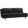 SCHLAFSOFA Flachgewebe Schwarz  - Eichefarben/Schwarz, KONVENTIONELL, Holz/Textil (205/85/98cm) - Carryhome