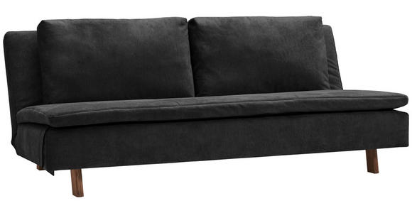 SCHLAFSOFA Flachgewebe Schwarz - Eichefarben/Schwarz, KONVENTIONELL, Holz/Textil (205/85/98cm) - Carryhome