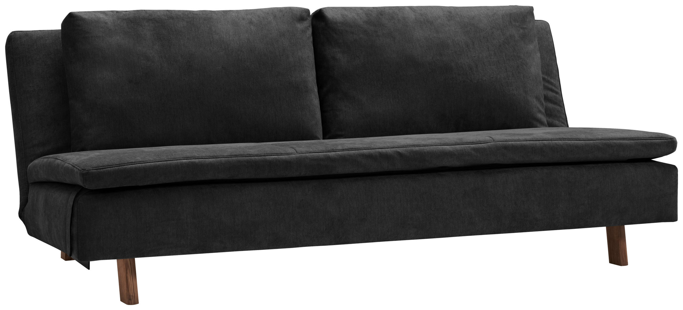 Thumbnail - Carryhome Schlafsofa, Schwarz, Textil, Eiche, massiv, 3-Sitzer, Füllung: Polyester, 205x85x98 cm, Made in Germany, Typen...