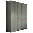 DREHTÜRENSCHRANK 150/216/58 cm,  in Salbeigrün, Eiche Bianco, 3-türig  - Eiche Bianco/Salbeigrün, LIFESTYLE, Holzwerkstoff/Metall (150/216/58cm) - Landscape