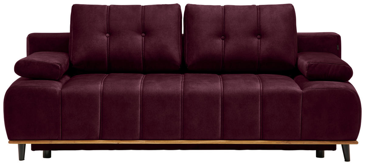 BÄDDSOFFA i vävt tyg mörkröd  - mörkröd/svart, Design, trä/textil (206/77-87/102cm) - Livetastic
