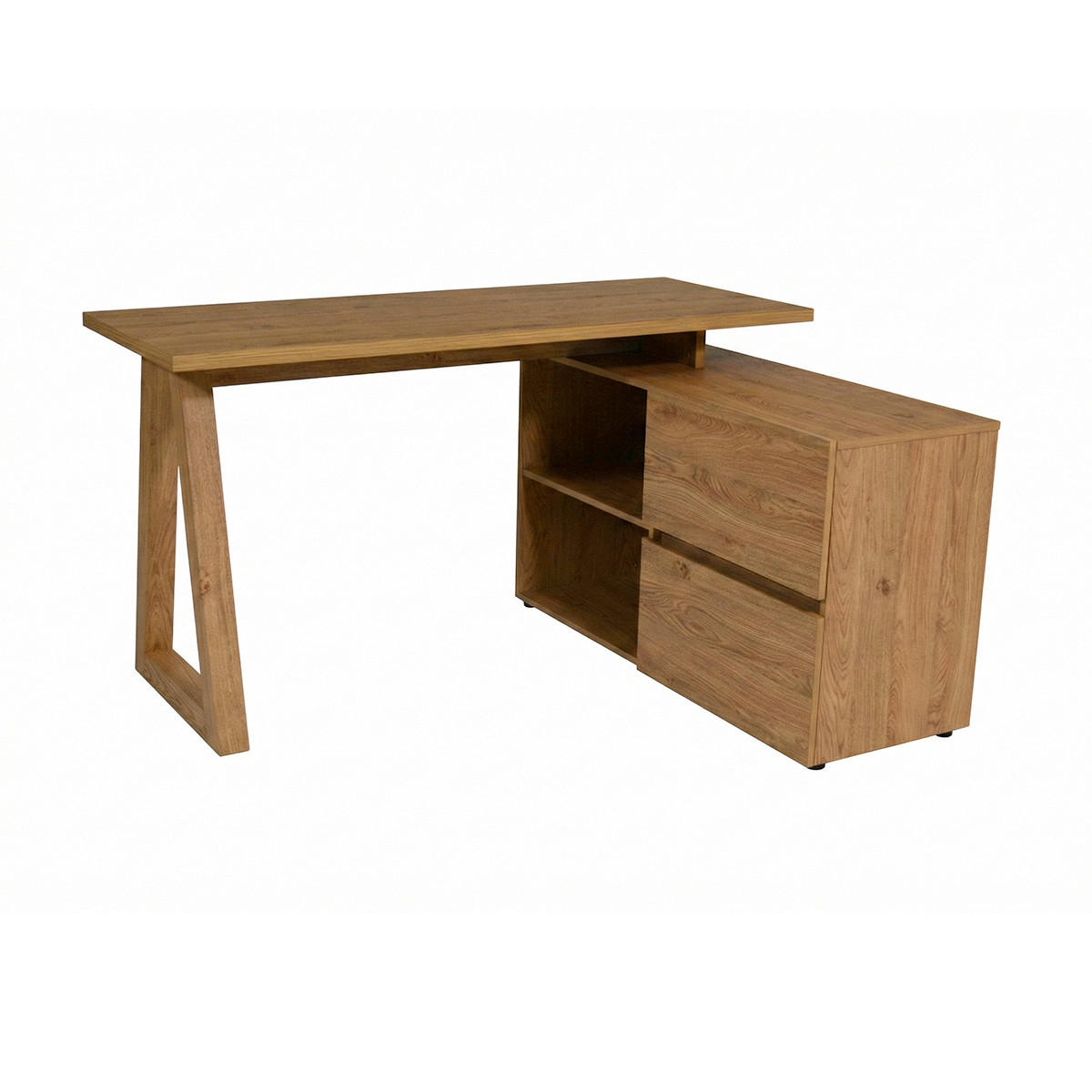 ECKSCHREIBTISCH 140/110/76 cm Eichefarben Stauraum, seitenverkehrt montierbar  - Eichefarben, Design, Holzwerkstoff (140/110/76cm) - MID.YOU