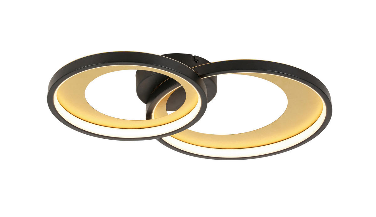 LED PLAFONJERA - zlatna/crna, Dizajnerski, metal/plastika (55/35/8,5cm) - Novel