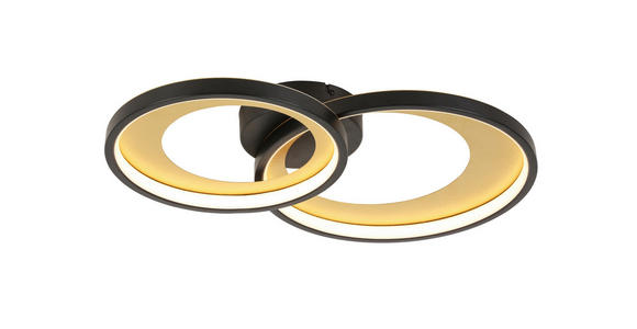LED-DECKENLEUCHTE RING - Goldfarben/Schwarz, Design, Kunststoff/Metall (55/35/8,5cm) - Novel