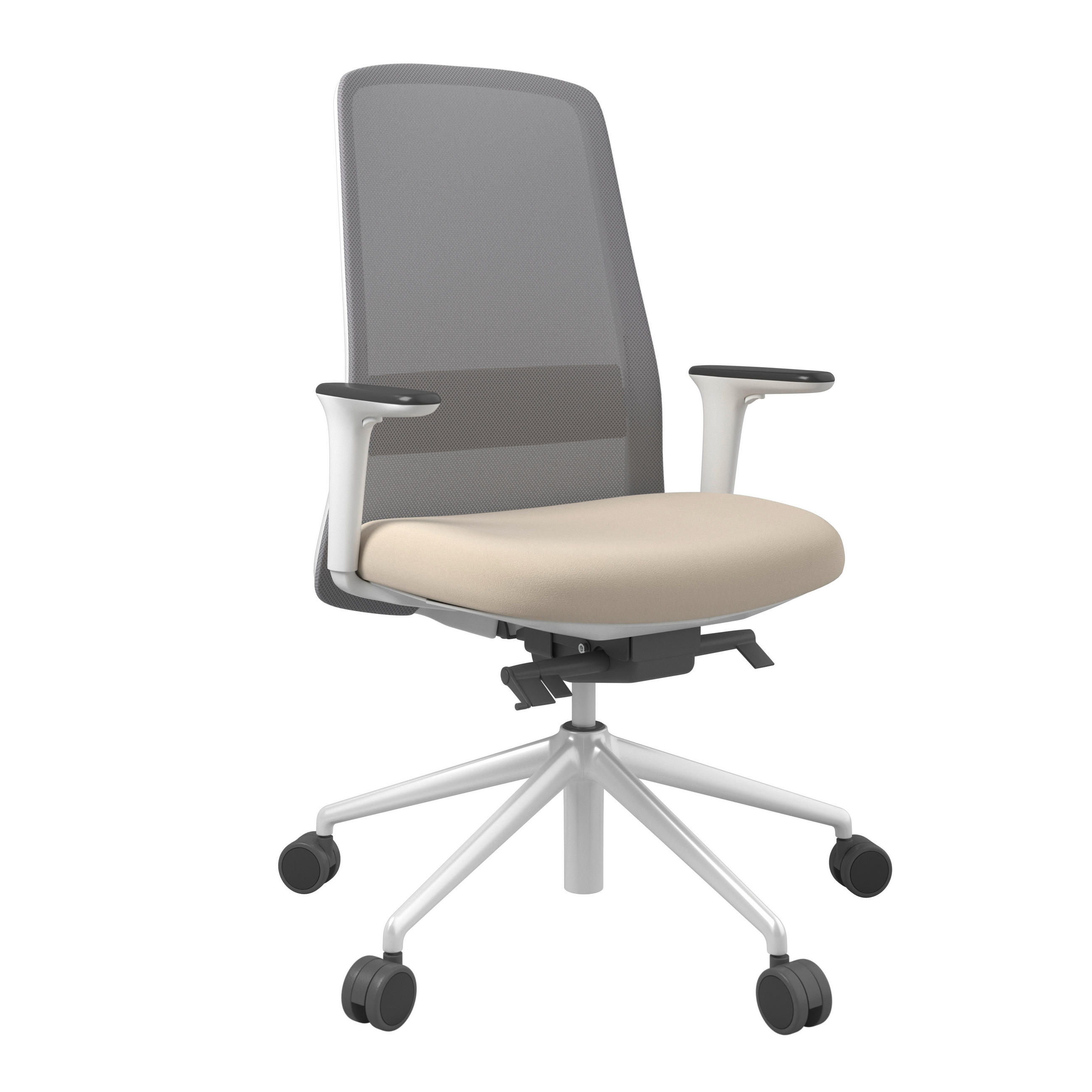 DREHSTUHL Grau, Weiß, Beige  - Beige/Weiß, MODERN, Kunststoff/Textil (70/103-115/70cm)