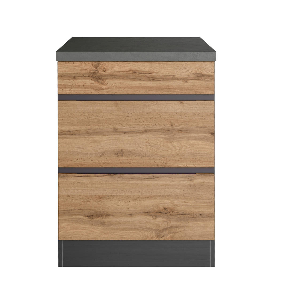 KÜCHENUNTERSCHRANK 60/86/60 cm  in Graphitfarben, Eiche Wotan  - Eiche Wotan/Graphitfarben, Design, Holzwerkstoff (60/86/60cm) - Held