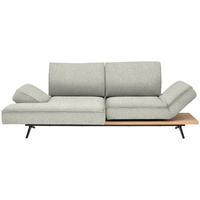 ECKSOFA 132/240 cm  in Chenille Creme Rücken echt, Kopfteilverstellung, Sitztiefenverstellung  132/240 cm  - Creme/Schwarz, Design, Holz/Textil (132/240cm) - Koinor