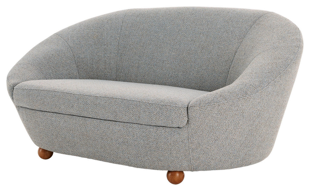 2-SITZER-SOFA Webstoff Grau, Hellblau  - Eichefarben/Grau, Design, Holz/Textil (178/82/114cm) - LOOKS by W.Joop