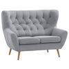 2-SITZER-SOFA in Mikrofaser Grau  - Eichefarben/Beige, Design, Holz/Holzwerkstoff (138/104/92cm) - Stylife