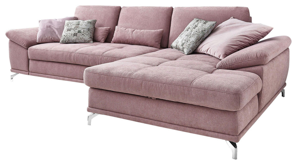 ECKSOFA  in Flachgewebe Flieder Sitztiefenverstellung  301/176 cm  - Silberfarben/Flieder, KONVENTIONELL, Textil/Metall (301/176cm) - Sit & More