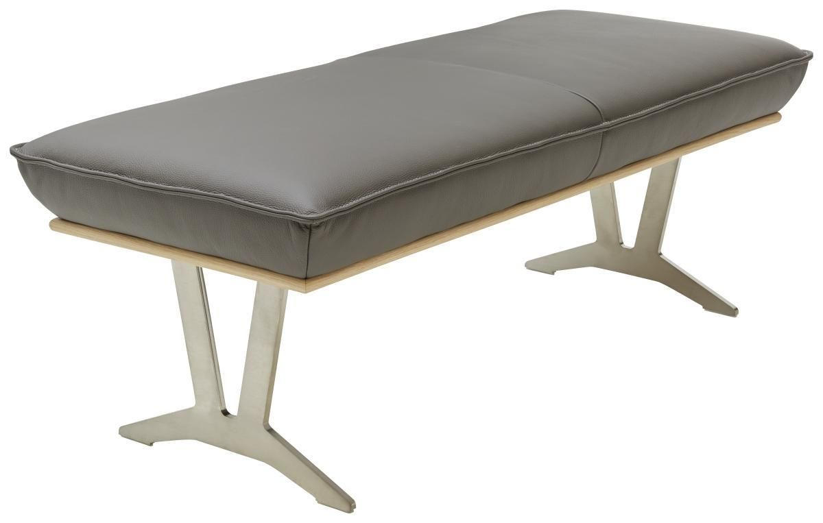DLHÁ TABURETKA, drevo, kov, koža, 130/49/54 cm - bahenná hnedá/farby duba, Design, kov/koža (130/49/54cm) - Ambiente