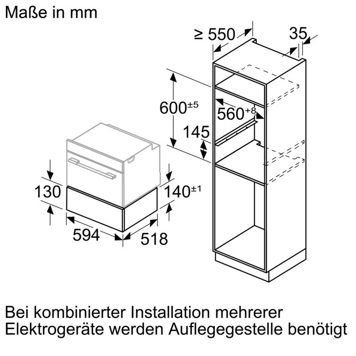 WÄRMESCHUBLADE BIC9101B1  - Schwarz, Basics, Metall (59,4/14/51,8cm) - Bosch