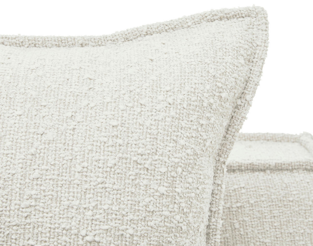 HUSSEN-3-SITZER-SOFA in Bouclé Weiss  - Weiss/Schwarz, Trend, Kunststoff/Textil (227/92/105cm) - Livetastic