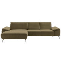 ECKSOFA MR 270 Dunkelgrün Chenille  - Chromfarben/Dunkelgrün, Design, Textil/Metall (181/335cm) - Musterring