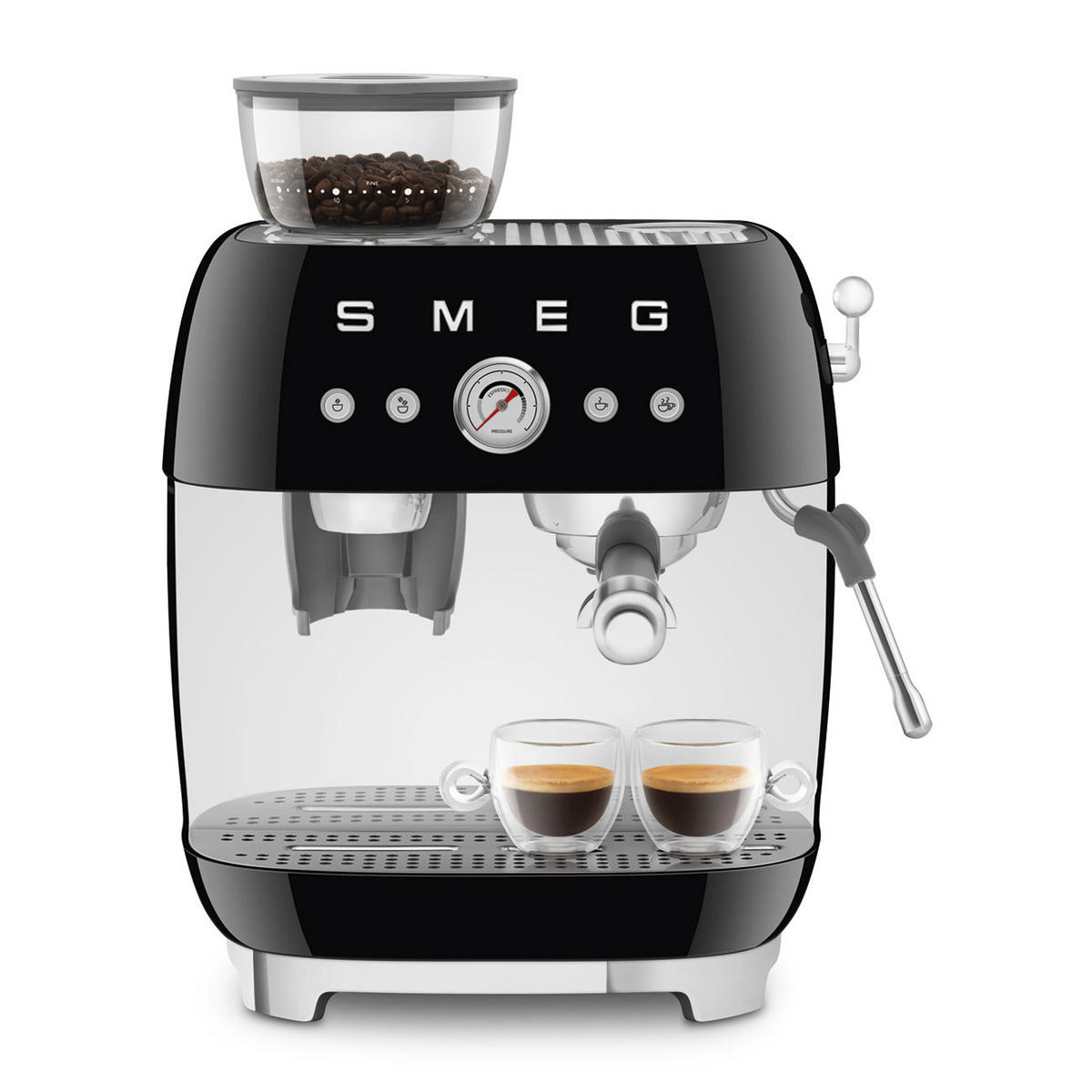 ESPRESSOMASCHINE  - Schwarz Hochglanz, Basics, Kunststoff/Metall (33,4/44,3/43cm) - SMEG