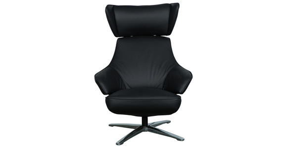 RELAXSESSELSET in Textil, Leder Schwarz, Chromfarben - Chromfarben/Schwarz, Design, Leder/Textil (76/97-107/88-117cm) - Cantus