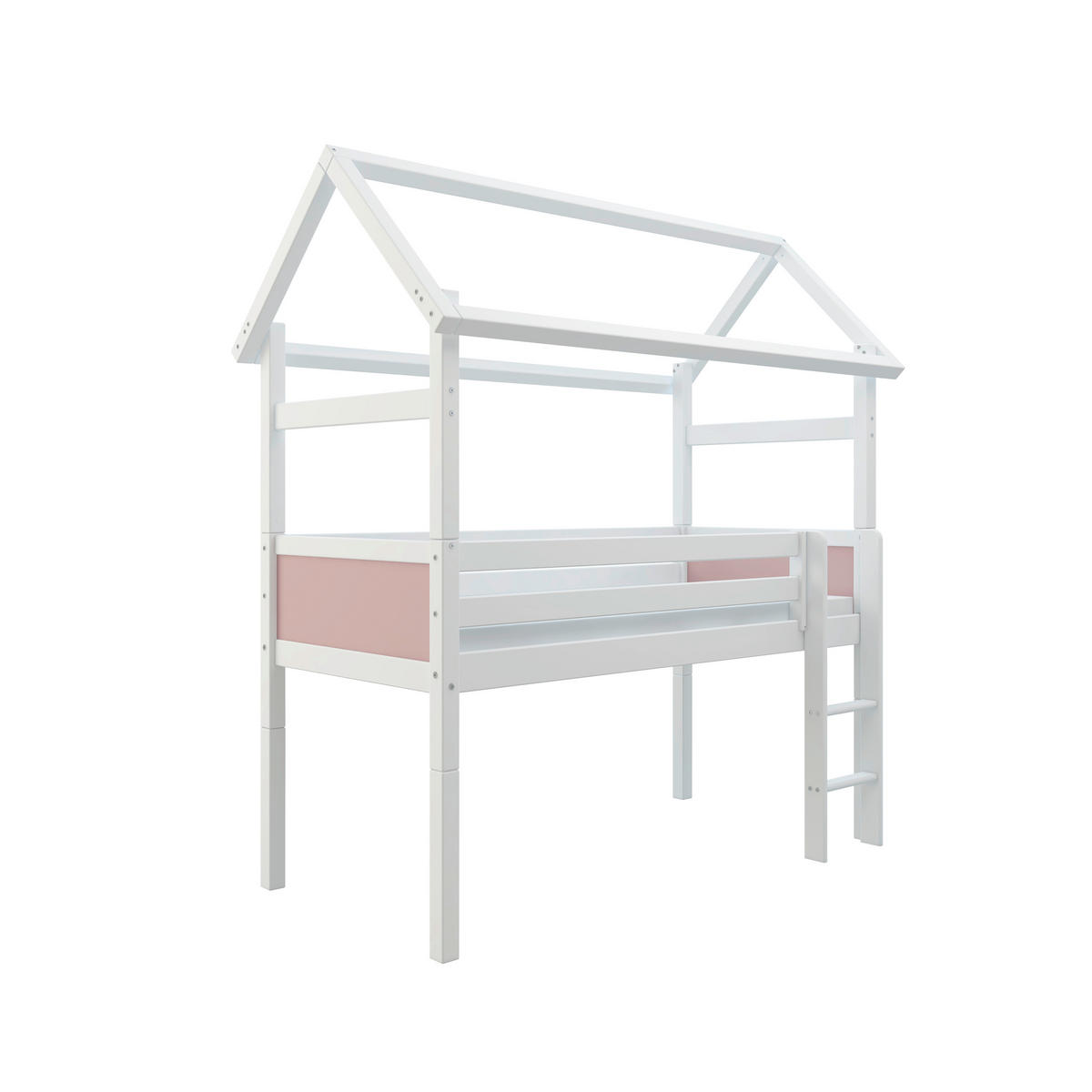 HOCHBETT 90/200 cm,  in Rosa, Weiß, Leiter, Rollrost  - Rosa/Weiß, MODERN, Holz (90/200cm) - Chameo