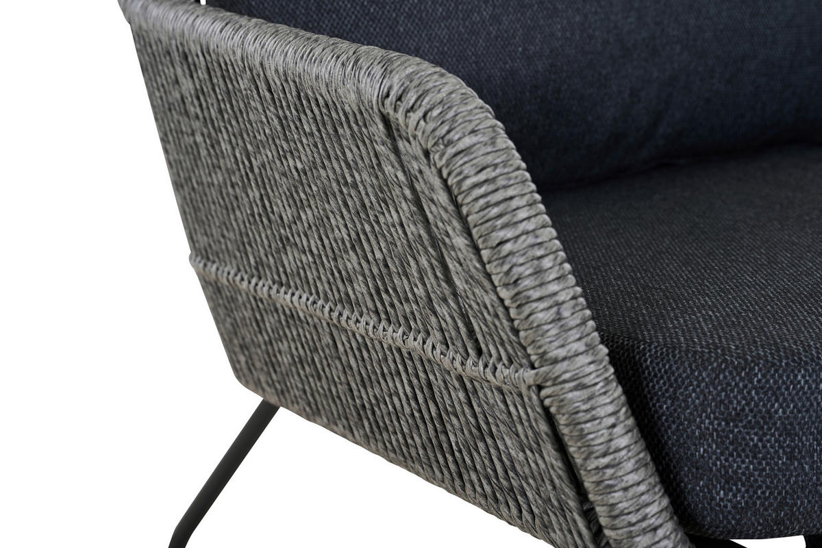 LOUNGEGARNITUR 4-teilig   145/76/73,5 cm Aluminium  - Grau, Basics, Kunststoff/Textil (145/76/73,5cm) - Siena Garden