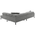 ECKSOFA in Feincord Grau  - Schwarz/Grau, KONVENTIONELL, Textil/Metall (311/219cm) - Hom`in