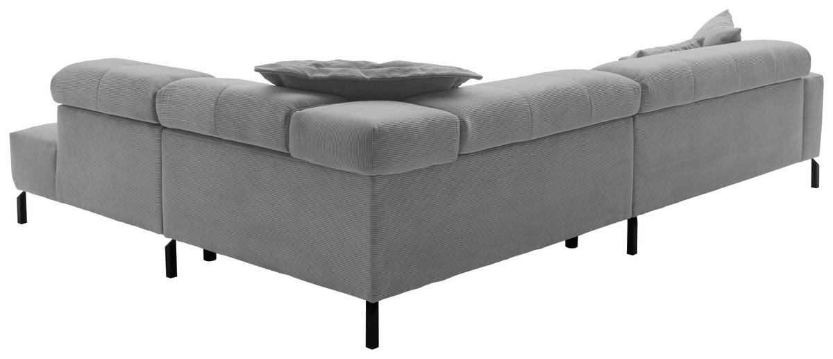ECKSOFA in Feincord Grau  - Schwarz/Grau, Konventionell, Textil/Metall (311/219cm) - Hom`in