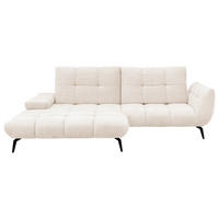 ECKSOFA Creme Flachgewebe Rücken echt, Sitztiefenverstellung  - Creme/Schwarz, KONVENTIONELL, Textil/Metall (211/273cm) - SetOne by Musterring