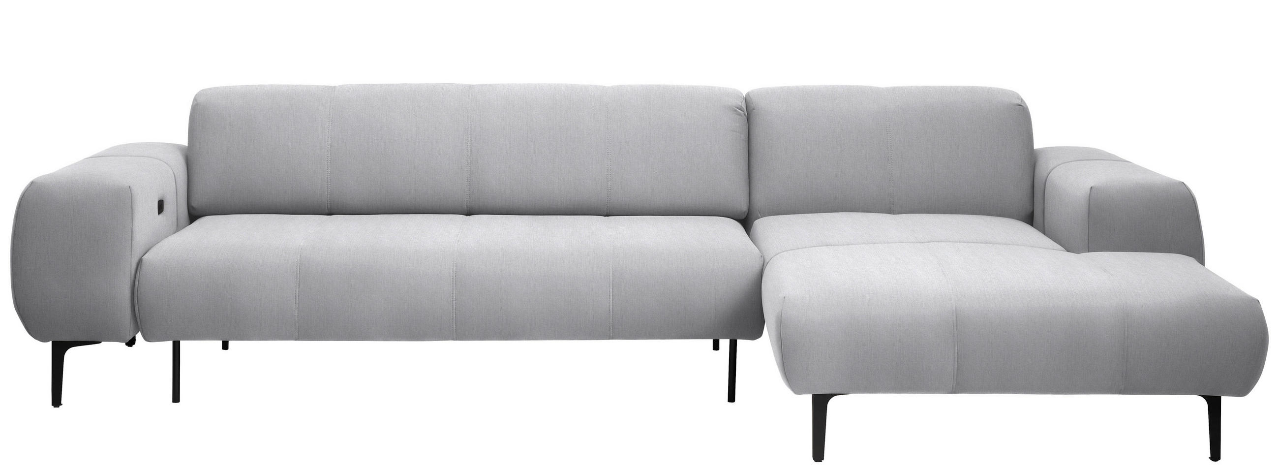 ECKSOFA in Chenille Silberfarben  - Silberfarben/Schwarz, Design, Textil/Metall (311/167cm) - Xora