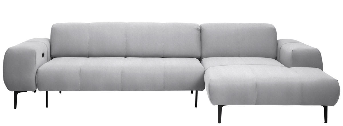 ECKSOFA in Chenille Silberfarben  - Silberfarben/Schwarz, Design, Textil/Metall (311/167cm) - Xora
