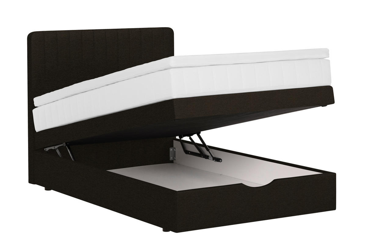 BOXSPRINGBETT 90/200 cm  in Schwarz  - Schwarz, KONVENTIONELL, Holzwerkstoff/Kunststoff (90/200cm) - Welnova