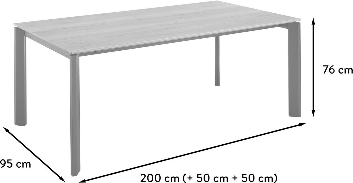 ESSTISCH Nussbaumfarben, Schwarz rechteckig  ausziehbar  - Nussbaumfarben/Schwarz, Basics, Holzwerkstoff/Metall (200-300/95/76cm) - Celina Home
