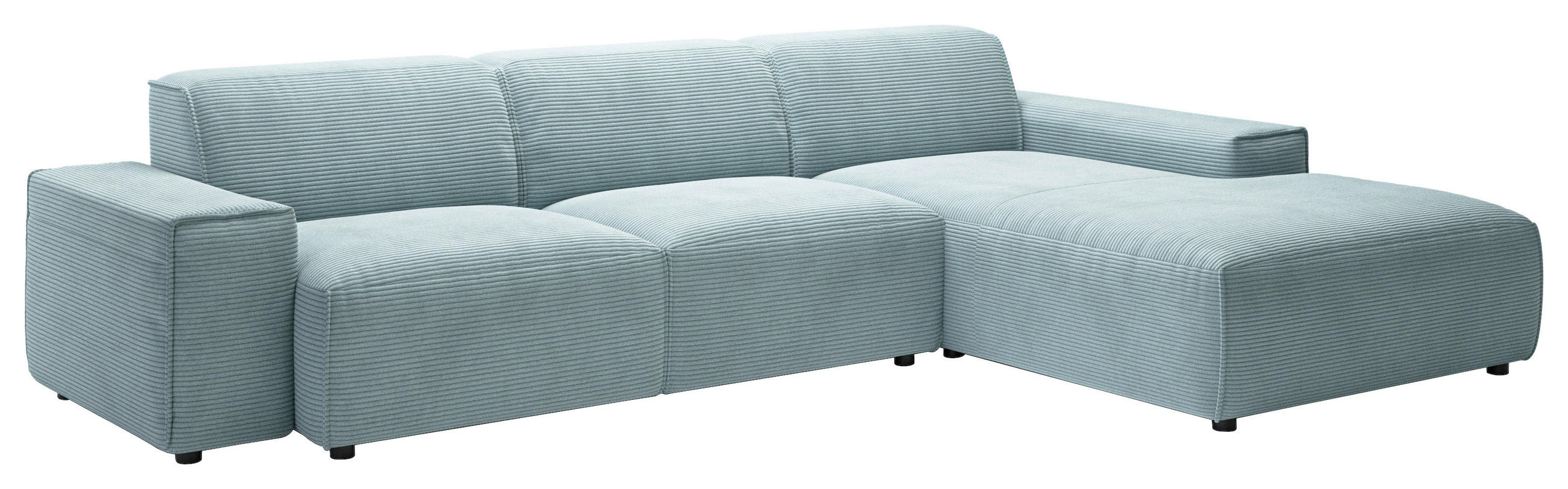 ECKSOFA in Cord Hellblau  - Schwarz/Hellblau, Design, Kunststoff/Textil (300/189cm) - Pure Home Lifestyle