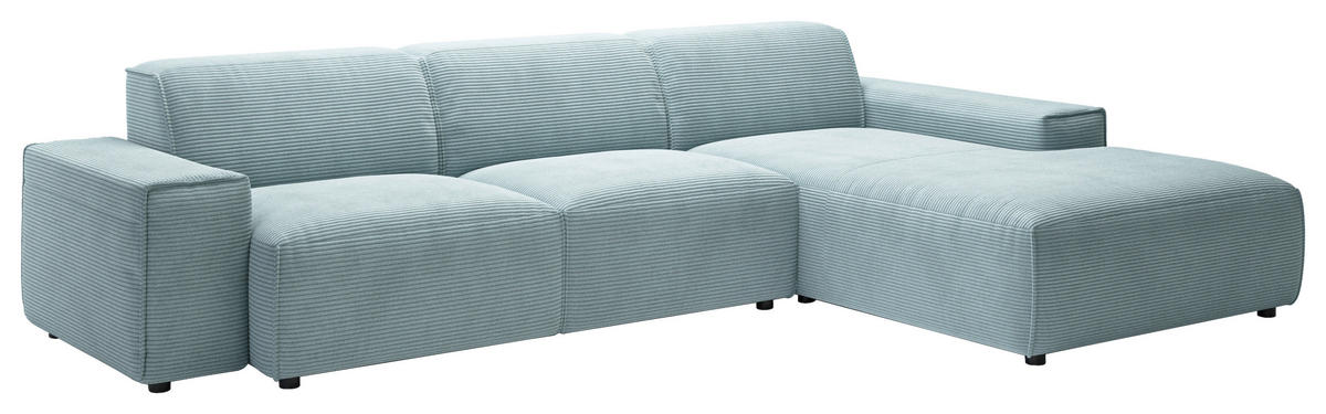ECKSOFA in Cord Hellblau  300/189 cm  - Schwarz/Hellblau, Design, Kunststoff/Textil (300/189cm) - Pure Home Lifestyle