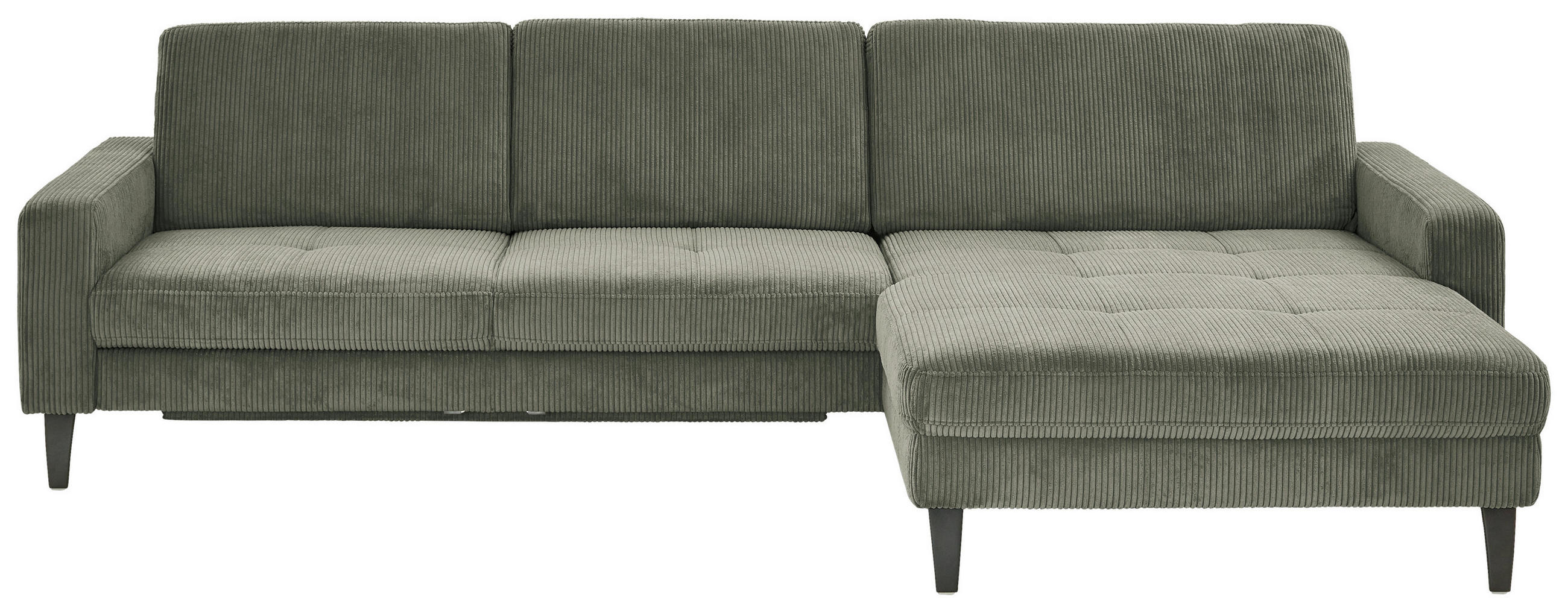 ECKSOFA in Cord Olivgrün  - Schwarz/Olivgrün, Modern, Textil/Metall (302/177cm) - Beldomo Style