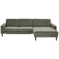 ECKSOFA in Cord Olivgrün  - Schwarz/Olivgrün, Modern, Textil/Metall (302/177cm) - Beldomo Style