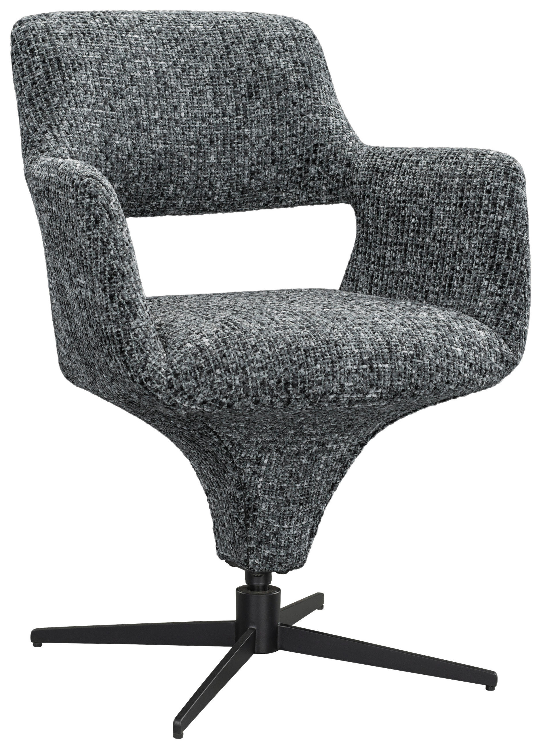 ARMLEHNSTUHL  Stoffauswahl, Sitzfläche 360° drehbar, automatische Rückholfunktion Mikrofaser  - Schwarz/Grau, Design, Textil/Metall (61/84/63cm) - Novel