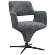 ARMLEHNSTUHL  Stoffauswahl, Sitzfläche 360° drehbar, automatische Rückholfunktion Mikrofaser  - Schwarz/Grau, Design, Textil/Metall (61/84/63cm) - Novel