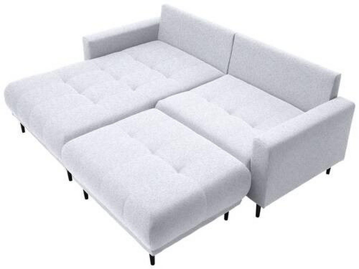 ECKSOFA Hellgrau Flachgewebe  - Hellgrau/Schwarz, Design, Holz/Textil (160/215cm) - Stylife