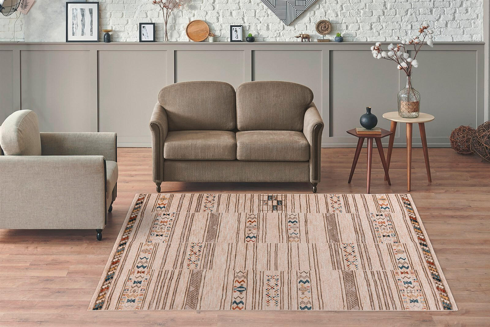 FLACHWEBETEPPICH 120/170 cm Jaka Dunkelgrau, Beige  - Dunkelgrau/Beige, KONVENTIONELL, Textil (120/170cm)