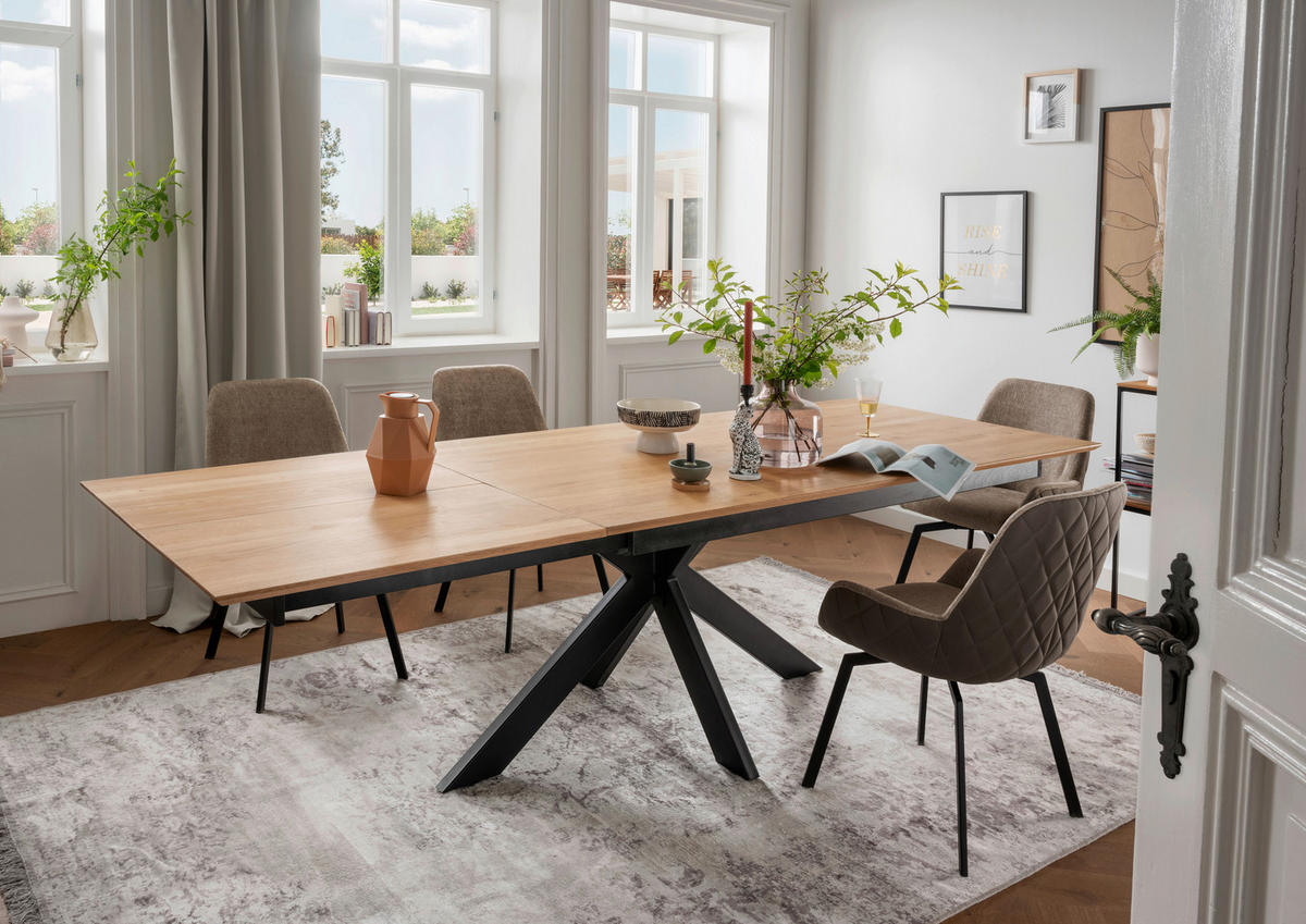ESSTISCH in Holz 160/90/75 cm  - Schwarz/Braun, Natur, Holz/Metall (160/90/75cm) - Livetastic