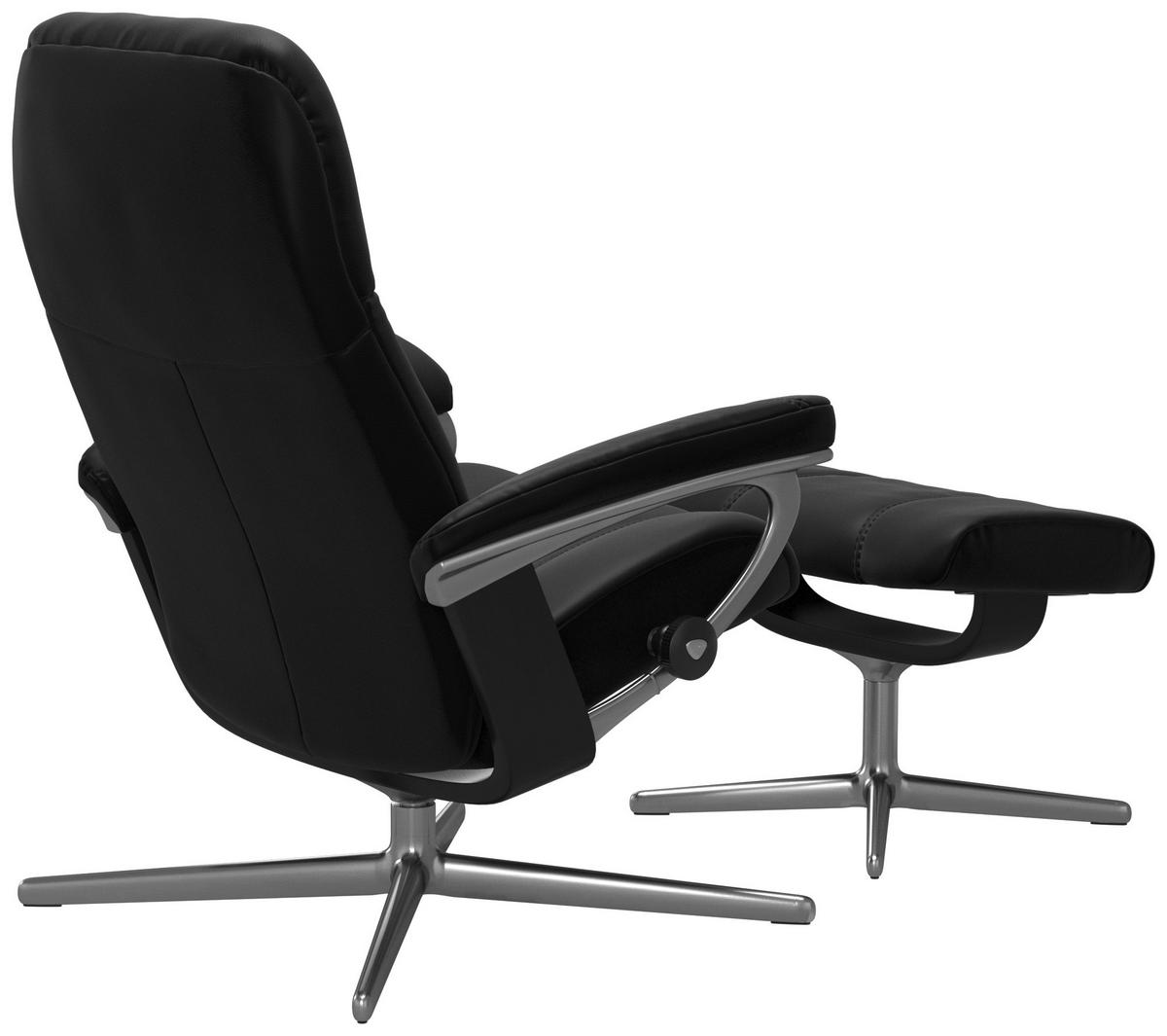 RELAXSESSELSET in Leder Schwarz  - Alufarben/Schwarz, Natur, Leder (82/102/72cm) - Stressless