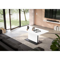 COUCHTISCH in Metall, Holzwerkstoff  - Weiß Hochglanz/Schwarz, Design, Holzwerkstoff/Metall (120/55-69/70cm) - MID.YOU