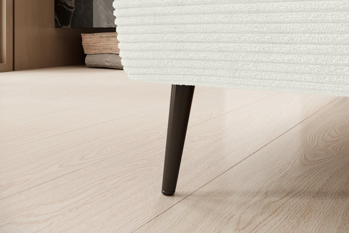 ECKSOFA in Cord Creme  174/277 cm  - Creme/Schwarz, KONVENTIONELL, Textil/Metall (174/277cm) - Carryhome